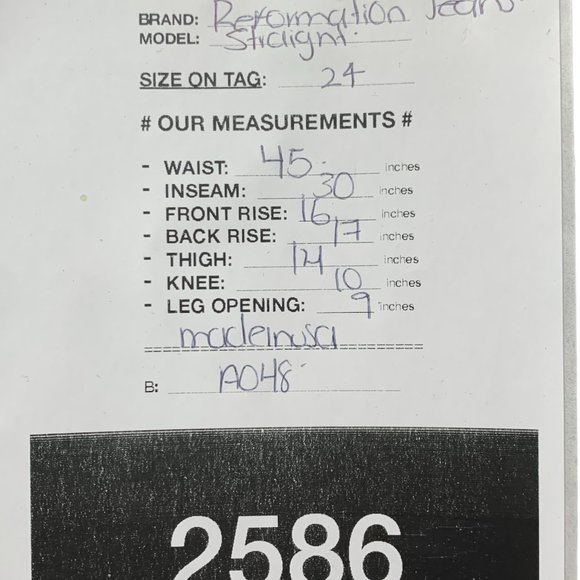 Reformation Liza High Straight Jeans Tag 24 Blue High-Rise W45xL40 Denim - Picture 12 of 12